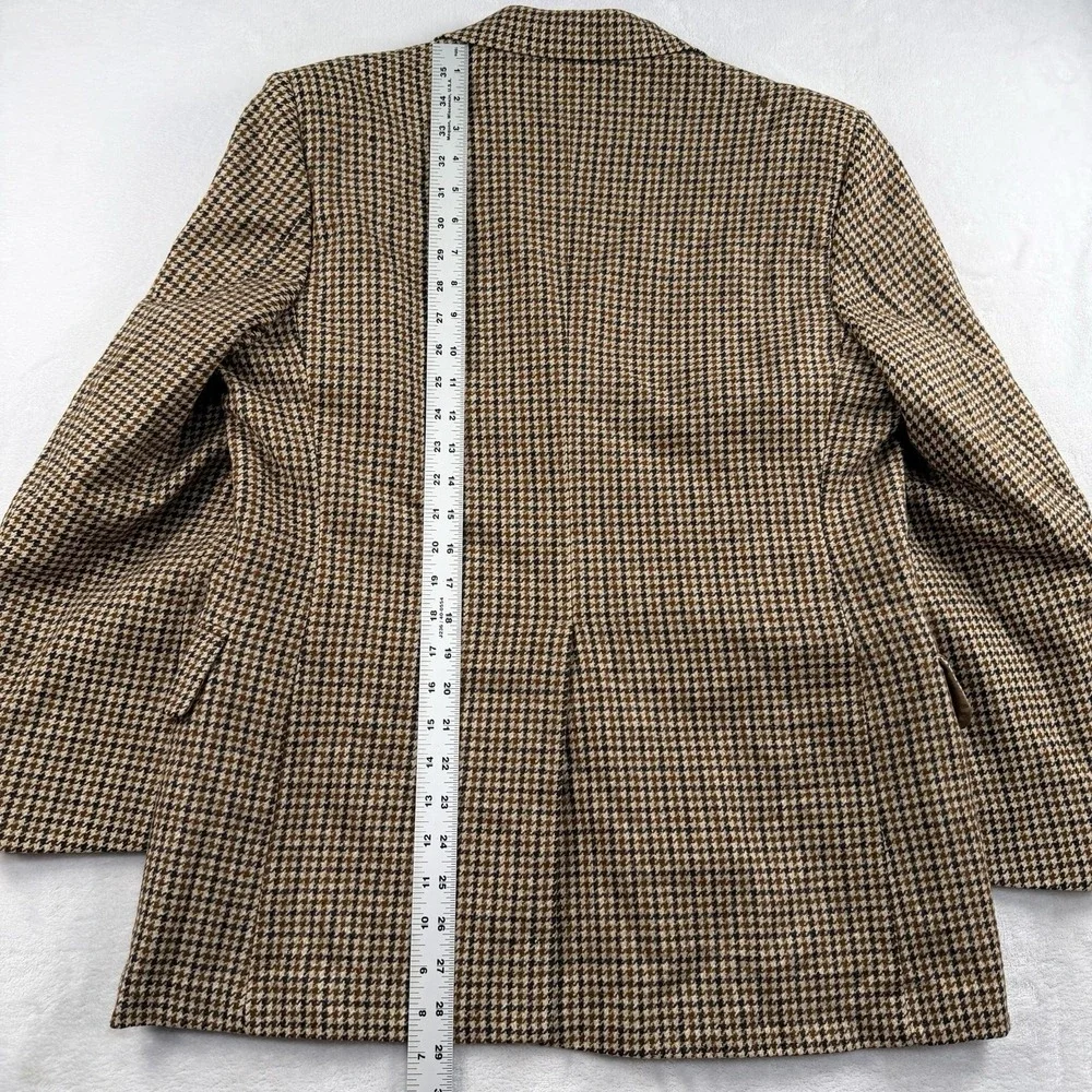 Vtg Lynton Sport Coat Tweed Blazer Mens 40R Check Houndstooth Wool Brown Black